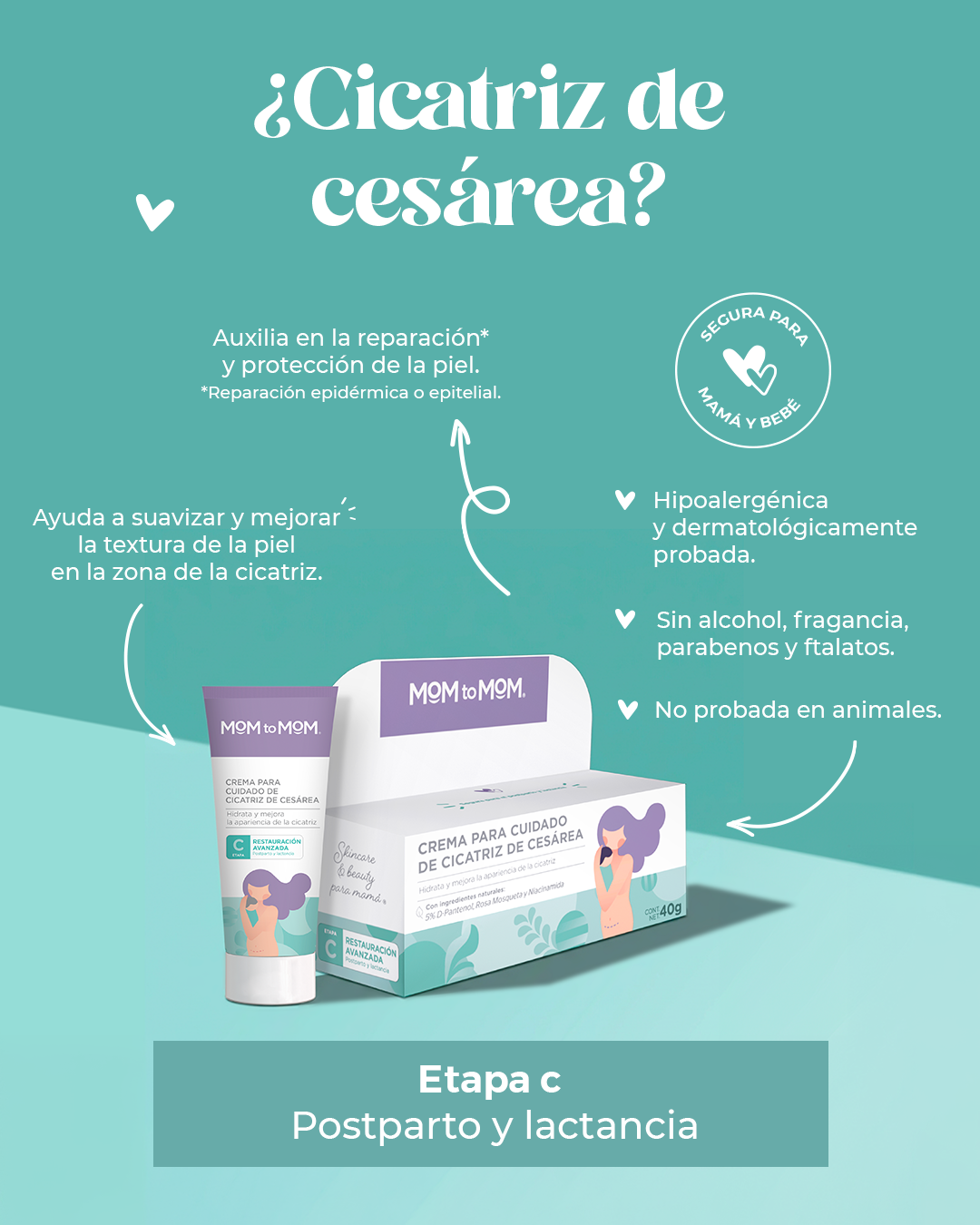 CREMA PARA CUIDADO DE CICATRIZ DE CESÁREA MOM TO MOM ETAPA C